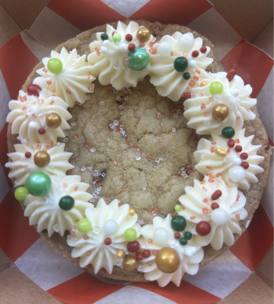 A festive iced cookie